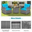 Pemberly Row 3PCS Patio Furniture Bistro Set Sofas Side Table Armrest Turquoise