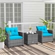 Pemberly Row 3PCS Patio Furniture Bistro Set Sofas Side Table Armrest Turquoise