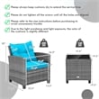 Pemberly Row 3PCS Patio Furniture Bistro Set Sofas Side Table Armrest Turquoise