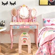 Pemberly Row Kids Vanity Princess Makeup Dressing Table Chair Set w/Mirror Pink