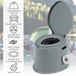 Pemberly Row Portable Travel Toilet Indoor Outdoor W/Paper Holder Camping Gray
