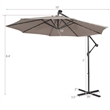 Pemberly Row Solar Powered 32LED Lighted Patio Offset Umbrella Outdoor Coffee