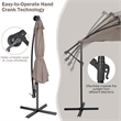 Pemberly Row Solar Powered 32LED Lighted Patio Offset Umbrella Outdoor Coffee