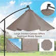 Pemberly Row Solar Powered 32LED Lighted Patio Offset Umbrella Outdoor Coffee