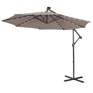 Pemberly Row Solar Powered 32LED Lighted Patio Offset Umbrella Outdoor Coffee