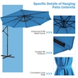 Pemberly Row 10FT Solar Powered 32LED Lighted Patio Offset Umbrella Outdoor Blue