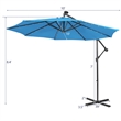 Pemberly Row 10FT Solar Powered 32LED Lighted Patio Offset Umbrella Outdoor Blue