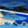 Pemberly Row 10FT Solar Powered 32LED Lighted Patio Offset Umbrella Outdoor Blue