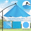 Pemberly Row 10FT Solar Powered 32LED Lighted Patio Offset Umbrella Outdoor Blue