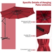 Pemberly Row Solar Powered 32LED Lighted Patio Offset Umbrella Outdoor Wine