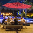 Pemberly Row Solar Powered 32LED Lighted Patio Offset Umbrella Outdoor Wine