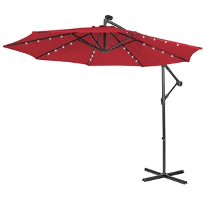Pemberly Row Solar Powered 32LED Lighted Patio Offset Umbrella Outdoor Wine