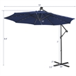 Pemberly Row Solar Powered 32LED Lighted Patio Offset Umbrella Outdoor Navy