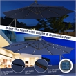 Pemberly Row Solar Powered 32LED Lighted Patio Offset Umbrella Outdoor Navy