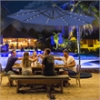 Pemberly Row Solar Powered 32LED Lighted Patio Offset Umbrella Outdoor Navy