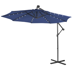 Pemberly Row Solar Powered 32LED Lighted Patio Offset Umbrella Outdoor Navy