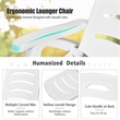 Pemberly Row Folding Patio Chaise Deck Chair Lounger 5 Position Recliner White