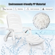 Pemberly Row Folding Patio Chaise Deck Chair Lounger 5 Position Recliner White