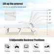 Pemberly Row Folding Patio Chaise Deck Chair Lounger 5 Position Recliner White
