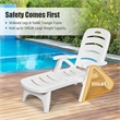 Pemberly Row Folding Patio Chaise Deck Chair Lounger 5 Position Recliner White