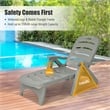Pemberly Row Folding Patio Chaise Deck Chair Lounger 5 Position Recliner Gray