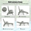 Pemberly Row Folding Patio Chaise Deck Chair Lounger 5 Position Recliner Gray