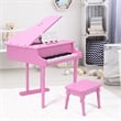 Pemberly Row Children 30 Key Toy Grand Baby Piano with Kids Bench Wood Pink