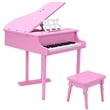 Pemberly Row Children 30 Key Toy Grand Baby Piano with Kids Bench Wood Pink