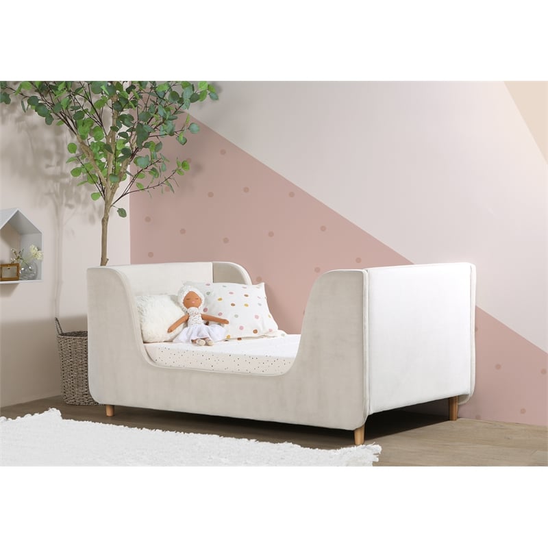 Pemberly Row Contemporary Low Profile Upholstered Toddler Bed