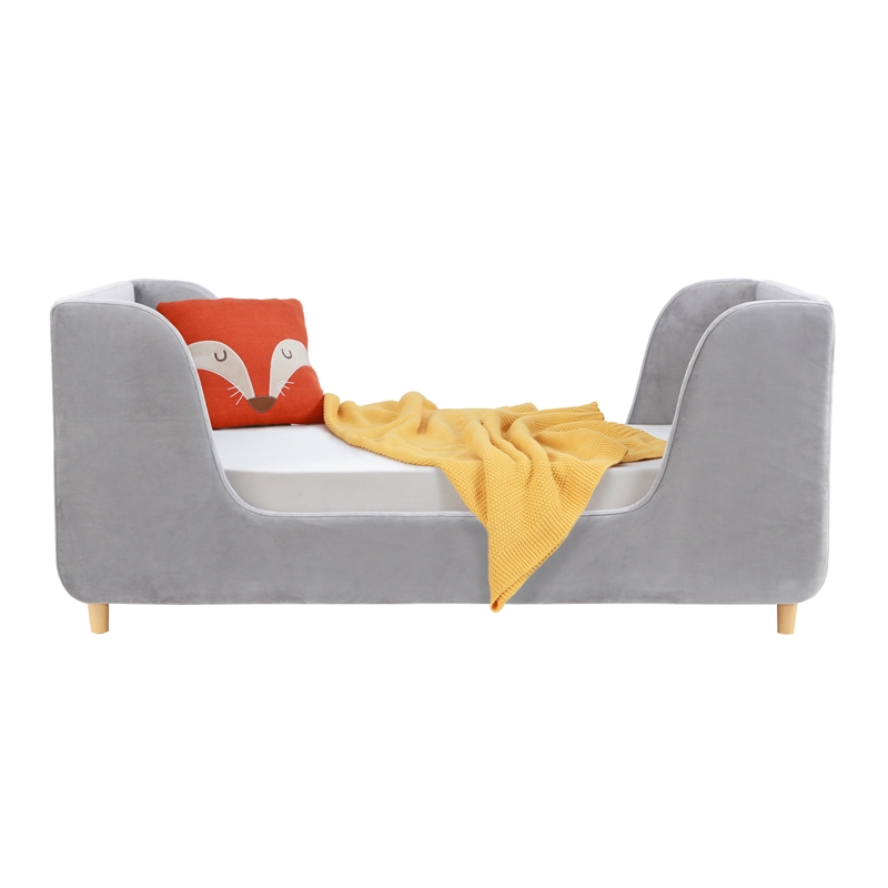 Pemberly Row Contemporary Low Profile Upholstered Toddler Bed