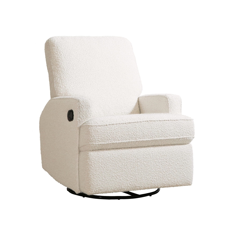 Pemberly Row Contemporary AMD Reclining Mechanism Boucle Swivel Recliner