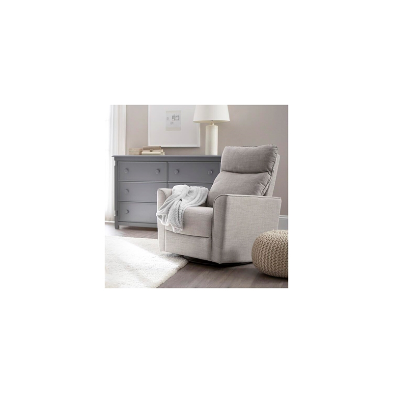 Pemberly Row Contemporary Tall Solid Back Swivel Glider in Gray