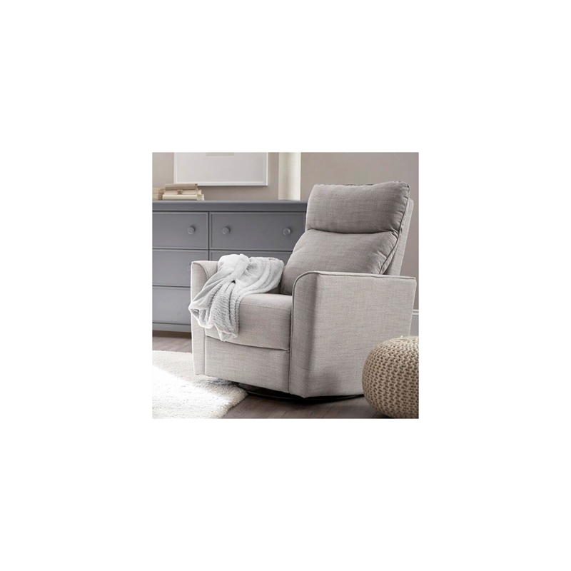 Pemberly Row Contemporary Tall Solid Back Swivel Glider in Gray