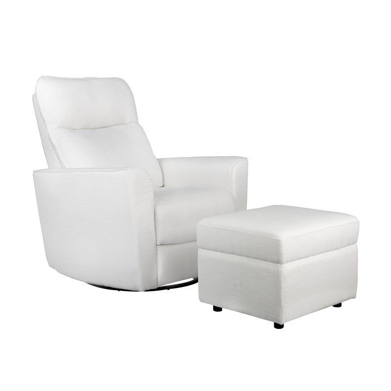 Pemberly Row Contemporary Ottoman with Removeable Legs in White