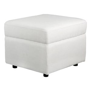 Pemberly Row Contemporary Ottoman with Removeable Legs in White