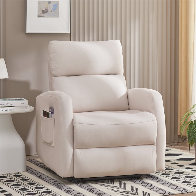 Pemberly Row Recliner Chair Electrically Adjustable Fabric Single Sofa Beige