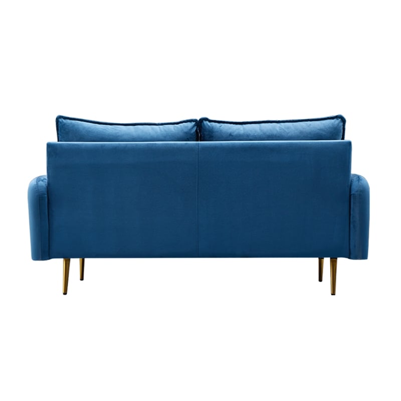 Pemberly Row Velvet Sofa Modern Couch with Metal Legs for Living Room-Blue