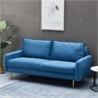 Pemberly Row Velvet Sofa Modern Couch with Metal Legs for Living Room-Blue