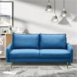 Pemberly Row Velvet Sofa Modern Couch with Metal Legs for Living Room-Blue