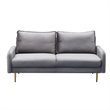 Pemberly Row Velvet Sofa Modern Couch with Metal Legs for Living Room-Gray