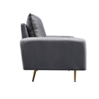 Pemberly Row Velvet Sofa Modern Couch with Metal Legs for Living Room-Gray