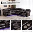 Pemberly Row Power Reclining Sectional Sofa PU Leather L-Shaped Sofa -Brown