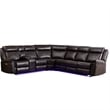 Pemberly Row Power Reclining Sectional Sofa PU Leather L-Shaped Sofa -Brown