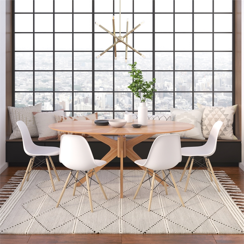 Pemberly Row Classic Mid-Century Scandinavian Oval Coffee Table in Oak