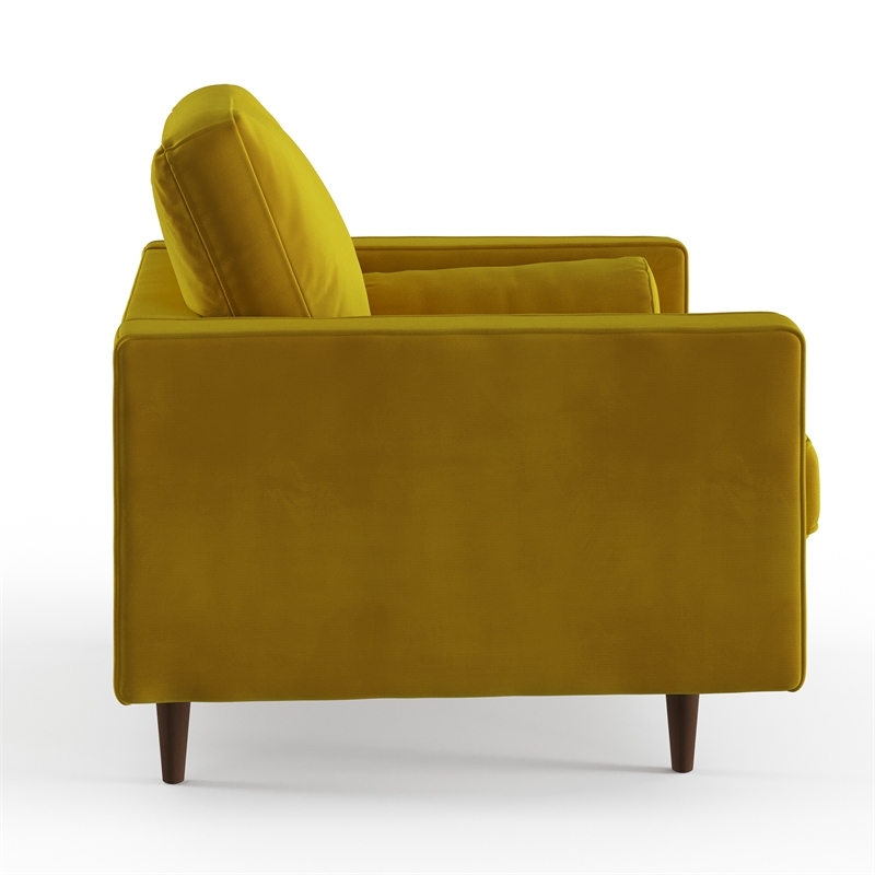 Pemberly Row Contemporary Performance Velvet Arm Chair in Gold
