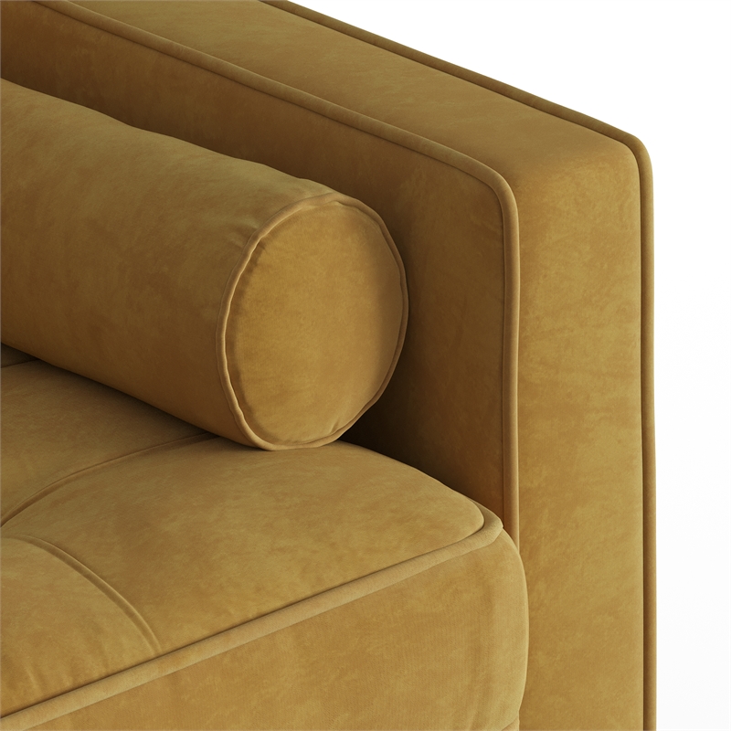 Pemberly Row Contemporary Performance Velvet Arm Chair in Gold