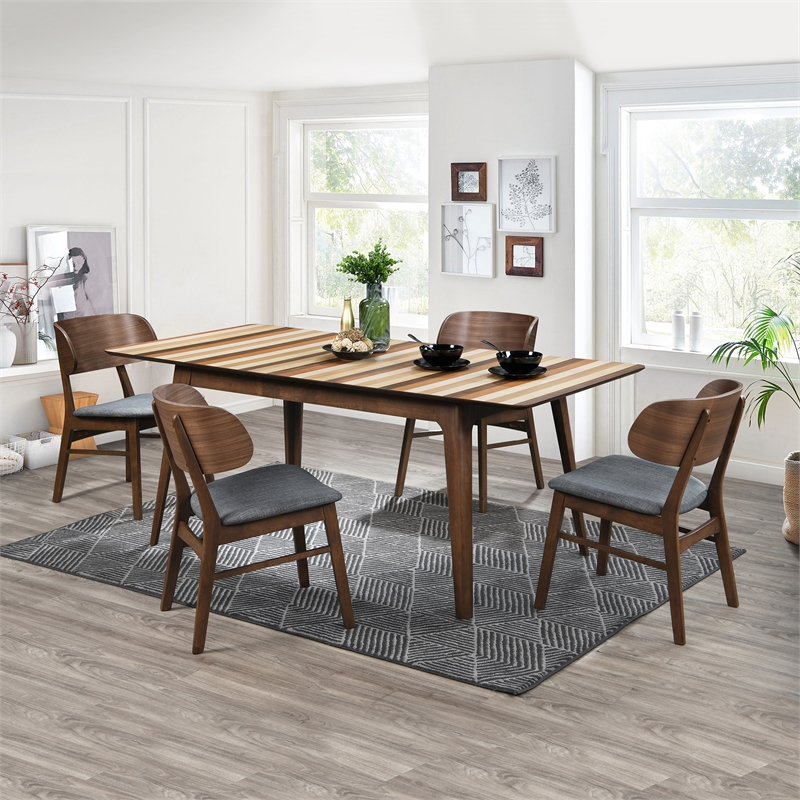 Pemberly Row Contemporary Solid Wood Side Chairs (Set of 2) in Gray