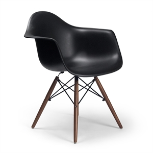 Pemberly Row Contemporary Arm Chairs (Set of 2) in Walnut and Black