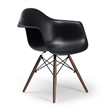 Pemberly Row Contemporary Arm Chairs (Set of 2) in Walnut and Black