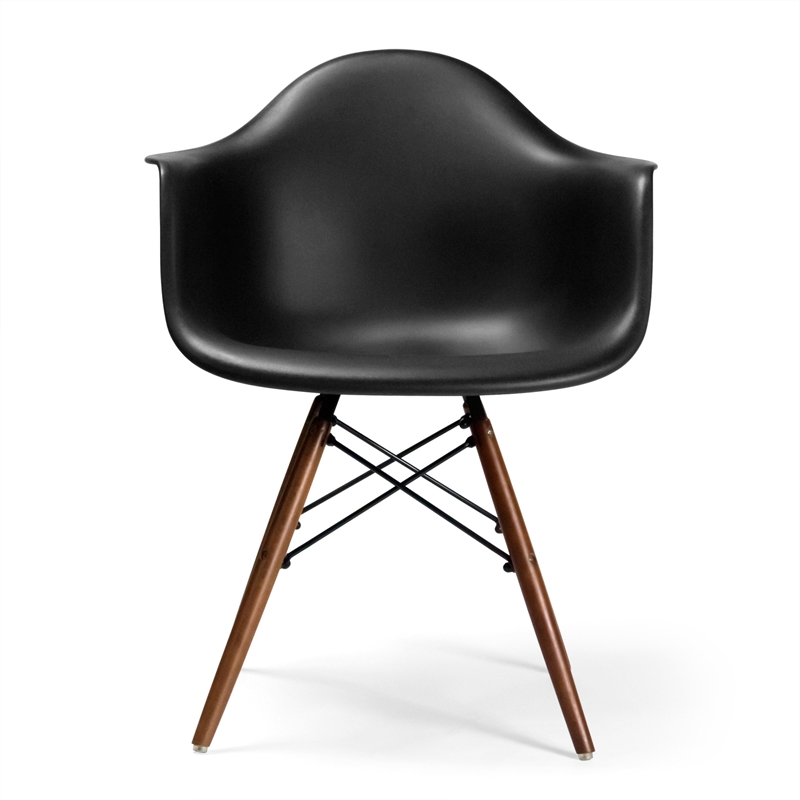 Pemberly Row Contemporary Arm Chairs (Set of 2) in Walnut and Black